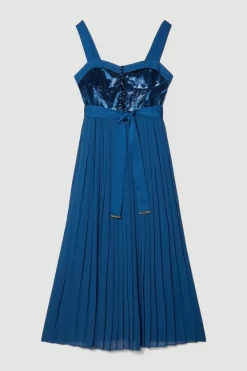 Budget ๐ Karen Millen Top Stitch Velvet Satin Pleated Woven Midi ๐ Dress - blue ๐ 11 Budget ๐ Karen Millen Top Stitch Velvet Satin Pleated Woven Midi ๐ Dress - blue ๐ -Occasionwear Popular Store bkk07140 blue xl 3
