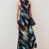 Wholesale ❤️ Karen Millen Petite Marble Viscose Satin High Neck Maxi 👗 Dress - multi 🛒 -Occasionwear Popular Store bkk07141 multi xl