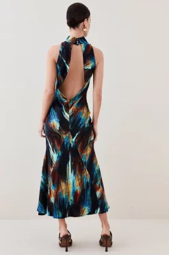 Wholesale ❤️ Karen Millen Petite Marble Viscose Satin High Neck Maxi 👗 Dress - multi 🛒 -Occasionwear Popular Store bkk07141 multi xl 5