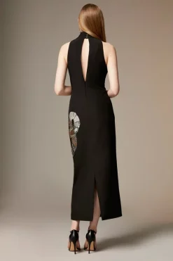 Cheap 🌟 Karen Millen British Museum Serpent Embellished Midi 👗 Dress - black 🎁 -Occasionwear Popular Store bkk07148 black xl 4