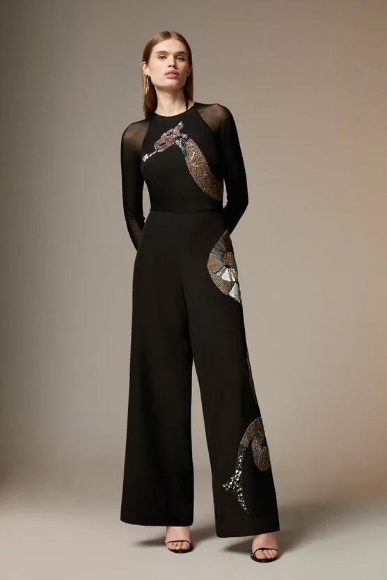 Best deal 🤩 Karen Millen British Museum Serpent Embellished Jumpsuit - black 🥰 3 Best deal 🤩 Karen Millen British Museum Serpent Embellished Jumpsuit - black 🥰