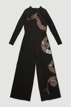 Best deal 🤩 Karen Millen British Museum Serpent Embellished Jumpsuit - black 🥰 12 Best deal 🤩 Karen Millen British Museum Serpent Embellished Jumpsuit - black 🥰 -Occasionwear Popular Store bkk07149 black xl 3