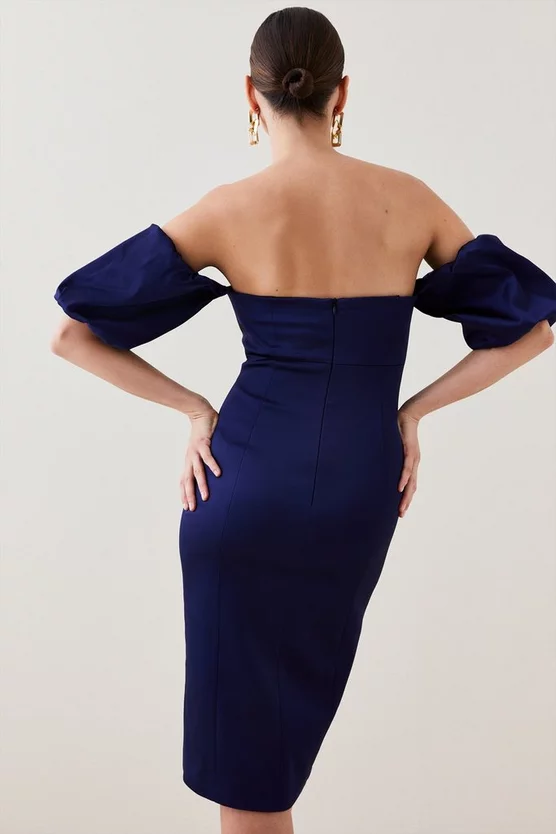 Coupon โ๏ธ Karen Millen Italian Structured Satin Bardot Pencil Midi ๐ Dress - navy ๐ 5 Coupon โ๏ธ Karen Millen Italian Structured Satin Bardot Pencil Midi ๐ Dress - navy ๐ - Image 3