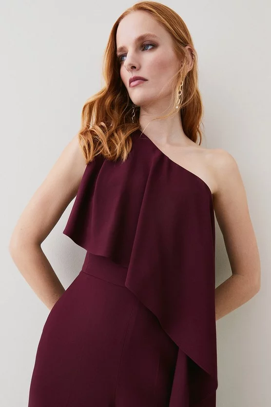 New ๐ Karen Millen Compact Viscose One Shoulder Ruffle Jumpsuit โจ 4 New ๐ Karen Millen Compact Viscose One Shoulder Ruffle Jumpsuit โจ - Image 2