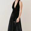 Promo 🌟 Karen Millen Slinky Velvet Waterfall Belted Midi 👗 Dress - black 👍 -Occasionwear Popular Store bkk07181 black xl