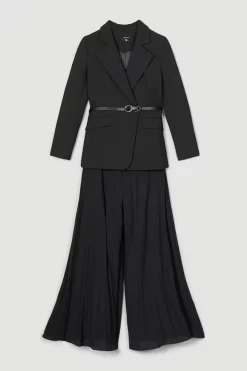 Cheapest 💯 Karen Millen Tailored And Pleat Belted Jumpsuit - black 😉 -Occasionwear Popular Store bkk07198 black xl 3