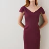 Cheap ❤️ Karen Millen Petite Structured Crepe Cross Detail Midi 👗 Dress - merlot 🤩 -Occasionwear Popular Store bkk07210 merlot xl