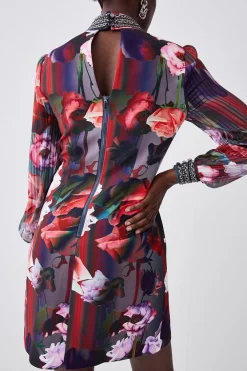 Best Pirce 😍 Karen Millen Tall Diamante Trim Floral Woven Mini 👗 Dress 😉 -Occasionwear Popular Store bkk07224 floral xl 2