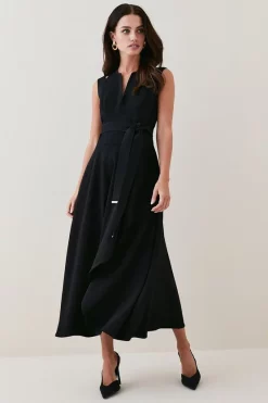 Budget ๐ Karen Millen Petite Compact Viscose Waterfall Midi ๐ Dress ๐ฅฐ
