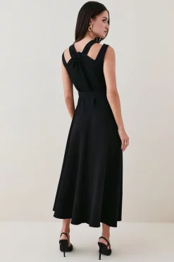 Budget 🎁 Karen Millen Petite Compact Viscose Waterfall Midi 👗 Dress 🥰 -Occasionwear Popular Store bkk07233 black xl 2