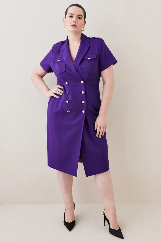 Discount ๐ Karen Millen Plus Size Tailored Double Breasted Tux Midi ๐ Dress - purple ๐ 3 Discount ๐ Karen Millen Plus Size Tailored Double Breasted Tux Midi ๐ Dress - purple ๐