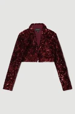 Buy ❤️ Karen Millen Velvet Sequinned Woven Jacket - merlot 🎁 12 Buy ❤️ Karen Millen Velvet Sequinned Woven Jacket - merlot 🎁 -Occasionwear Popular Store bkk07267 merlot xl 3