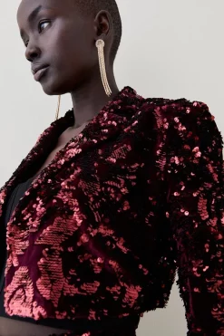 Buy ❤️ Karen Millen Velvet Sequinned Woven Jacket - merlot 🎁 13 Buy ❤️ Karen Millen Velvet Sequinned Woven Jacket - merlot 🎁 -Occasionwear Popular Store bkk07267 merlot xl 4