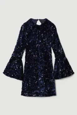 Wholesale 🌟 Karen Millen Tall Velvet Sequinned Fluted Woven Mini 👗 Dress - navy 🔥 12 Wholesale 🌟 Karen Millen Tall Velvet Sequinned Fluted Woven Mini 👗 Dress - navy 🔥 -Occasionwear Popular Store bkk07268 navy xl 5