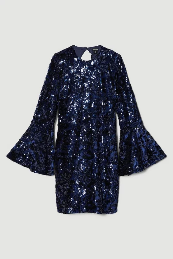 Best reviews of ⭐ Karen Millen Plus Size Velvet Sequinned Fluted Woven Mini 👗 Dress - navy ⌛ 6 Best reviews of ⭐ Karen Millen Plus Size Velvet Sequinned Fluted Woven Mini 👗 Dress - navy ⌛ - Image 4