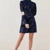 Budget 🥰 Karen Millen Petite Velvet Sequinned Woven Mini 👗 Dress - navy ⌛ -Occasionwear Popular Store bkk07272 navy xl