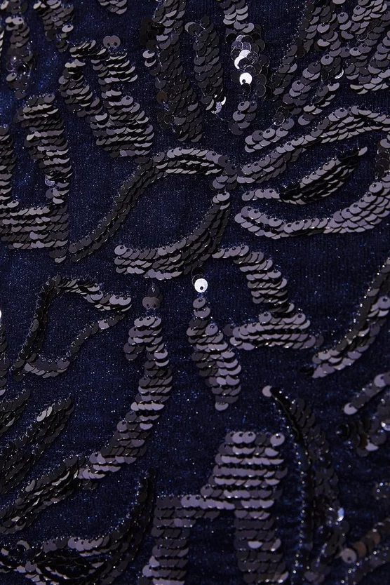 Top 10 😍 Karen Millen Velvet Sequinned Woven Mini 👗 Dress - navy 🥰 8 Top 10 😍 Karen Millen Velvet Sequinned Woven Mini 👗 Dress - navy 🥰 - Image 6