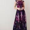Best Pirce 👍 Karen Millen Metallic Guipure Lace Mirrored Pleat Midi 👗 Dress - purple 🧨 -Occasionwear Popular Store bkk07287 purple xl