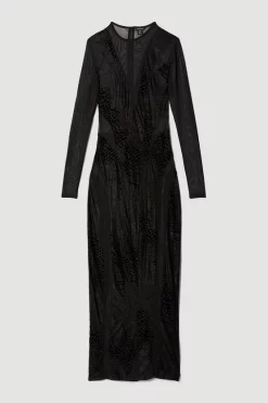 Discount 😉 Karen Millen Tall Devoure Velvet Lace Detail Jersey Maxi 👗 Dress - black 💯 -Occasionwear Popular Store bkk07300 black xl 3
