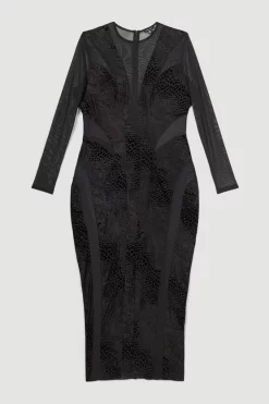 New 🧨 Karen Millen Plus Size Devoure Velvet Lace Detail Jersey Maxi 👗 Dress - black ✨ -Occasionwear Popular Store bkk07301 black xl 3