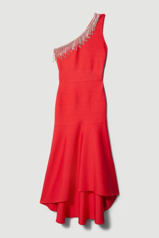 Cheapest ๐ Karen Millen Petite Bandage Diamante Trim One Shoulder High Low Midi ๐ Dress - pink โ 6 Cheapest ๐ Karen Millen Petite Bandage Diamante Trim One Shoulder High Low Midi ๐ Dress - pink โ - Image 4