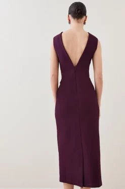 Cheap 👍 Karen Millen Petite Lace Front Diamante Jersey Midi 👗 Dress - burgundy 🔔 -Occasionwear Popular Store bkk07315 burgundy xl 2