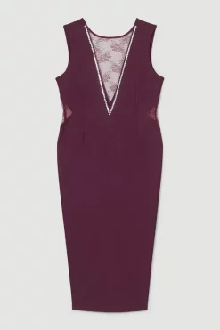 Outlet π Karen Millen Plus Size Lace Front Diamante Jersey Midi π Dress - burgundy π 10 Outlet π Karen Millen Plus Size Lace Front Diamante Jersey Midi π Dress - burgundy π -Occasionwear Popular Store bkk07316 burgundy xl 3