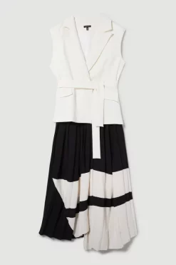 Outlet 💯 Karen Millen Plus Size Mono Tailored And Pleat Belted Midi 👗 Dress 😉 -Occasionwear Popular Store bkk07320 mono xl 3