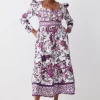 Deals 🤩 Karen Millen Plus Lydia Millen Border Cotton Sateen Woven Midi 👗 Dress - floral 🔔 -Occasionwear Popular Store bkk07338 floral xl