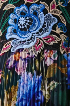 Discount ❤️ Karen Millen Metallic Guipure Lace Placed Floral Pleat Midi 👗 Dress - black 🎉 -Occasionwear Popular Store bkk07344 black xl 5