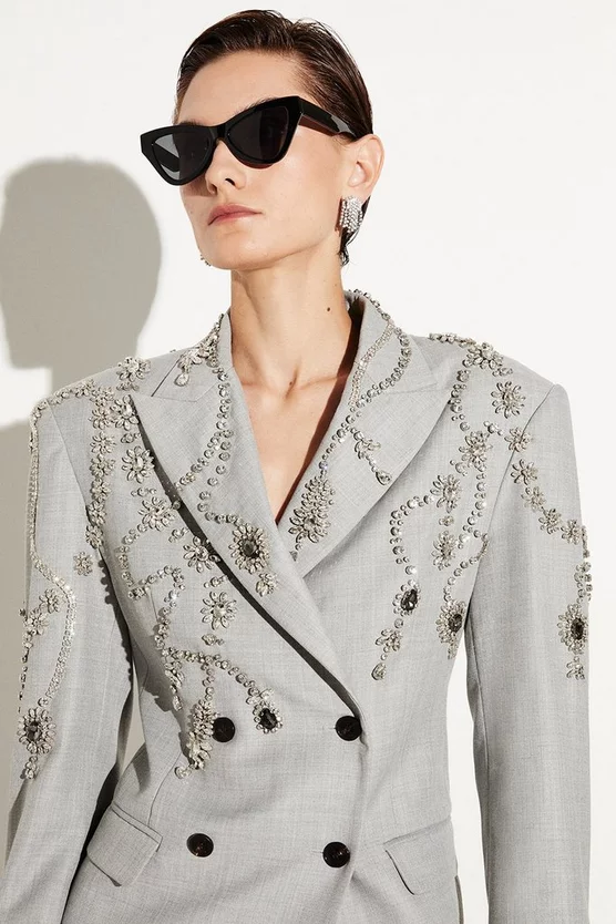 Deals ๐ฅฐ Karen Millen Wool Blend Embellished Tailored Blazer Mini ๐ Dress - grey marl ๐คฉ 5 Deals ๐ฅฐ Karen Millen Wool Blend Embellished Tailored Blazer Mini ๐ Dress - grey marl ๐คฉ - Image 3