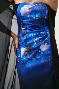 Best Sale 🧨 Karen Millen Weston Placed Crystal Print Midi Cape 👗 Dress - black ⌛ -Occasionwear Popular Store bkk07346 black xl 1