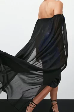 Best Sale 🧨 Karen Millen Weston Placed Crystal Print Midi Cape 👗 Dress - black ⌛ -Occasionwear Popular Store bkk07346 black xl 4