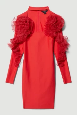 Hot Sale ❤️ Karen Millen Tulle Detail Ponte Mini 👗 Dress - pink 🎉 -Occasionwear Popular Store bkk07358 pink xl 3