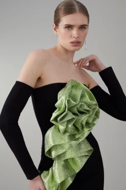 New 🤩 Karen Millen Appliqued Rose Ponte Midi 👗 Dress 🎉 -Occasionwear Popular Store bkk07360 green xl 1