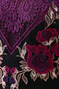 Best deal ❤️ Karen Millen Metallic Guipure Lace Mirrored Mini 👗 Dress - purple 💯 -Occasionwear Popular Store bkk07370 purple xl 5