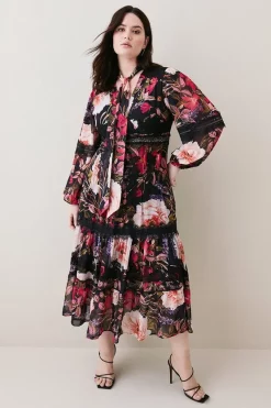 Cheap 👏 Karen Millen Plus Size Floral Mix Lace & Embroidery Maxi 👗 Dress ⭐