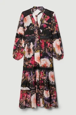 Cheap 👏 Karen Millen Plus Size Floral Mix Lace & Embroidery Maxi 👗 Dress ⭐ -Occasionwear Popular Store bkk07377 floral xl 3