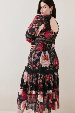 Cheap 👏 Karen Millen Plus Size Floral Mix Lace & Embroidery Maxi 👗 Dress ⭐ -Occasionwear Popular Store bkk07377 floral xl 4