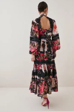 Outlet 👏 Karen Millen Floral Mixed Lace & Embroidery Midaxi 👗 Dress 🔥 -Occasionwear Popular Store bkk07379 floral xl 2