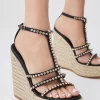 Top 10 😉 Karen Millen Diamante T-bar Espadrille Wedge 😉 -Occasionwear Popular Store bkk07392 black xl