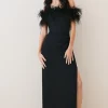 Budget 🎉 Karen Millen Feather Bardot Stretch Crepe Maxi 👗 Dress 🤩