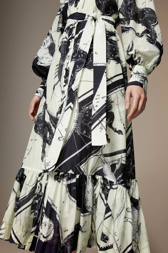 Discount ๐คฉ Karen Millen British Museum Silk Cotton Star Mapped Woven Maxi ๐ Dress - mono ๐ 4 Discount ๐คฉ Karen Millen British Museum Silk Cotton Star Mapped Woven Maxi ๐ Dress - mono ๐ - Image 2
