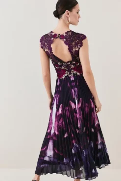 Best Pirce 🥰 Karen Millen Petite Metallic Guipure Lace Mirrored Midi 👗 Dress - purple 😉 -Occasionwear Popular Store bkk07410 purple xl 4