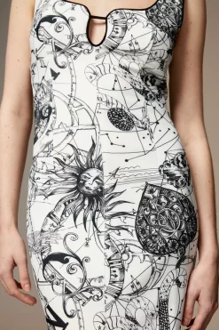 Top 10 ⭐ Karen Millen British Museum Astrolabe Scuba Woven Midi 👗 Dress - mono 😉 -Occasionwear Popular Store bkk07412 mono xl 2