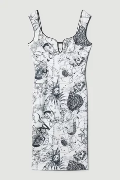 Top 10 ⭐ Karen Millen British Museum Astrolabe Scuba Woven Midi 👗 Dress - mono 😉 -Occasionwear Popular Store bkk07412 mono xl 3