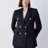 Brand new ❤️ Karen Millen Boucle Longline Double Breasted Tailored Blazer 🎉 -Occasionwear Popular Store bkk07444 black xl