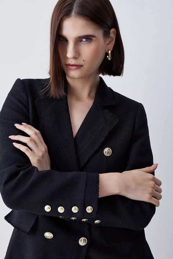 Brand new ❤️ Karen Millen Boucle Longline Double Breasted Tailored Blazer 🎉 4 Brand new ❤️ Karen Millen Boucle Longline Double Breasted Tailored Blazer 🎉 - Image 2