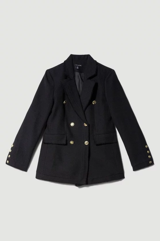 Brand new ❤️ Karen Millen Boucle Longline Double Breasted Tailored Blazer 🎉 6 Brand new ❤️ Karen Millen Boucle Longline Double Breasted Tailored Blazer 🎉 - Image 4