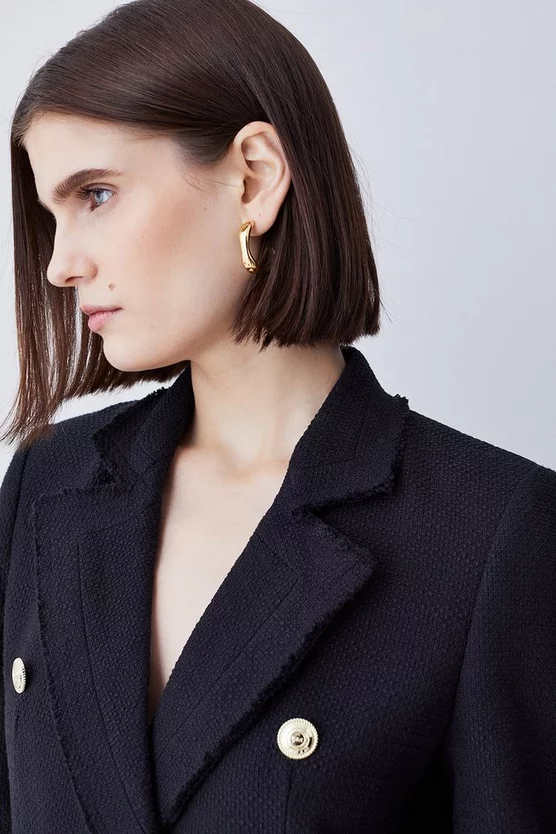 Brand new ❤️ Karen Millen Boucle Longline Double Breasted Tailored Blazer 🎉 7 Brand new ❤️ Karen Millen Boucle Longline Double Breasted Tailored Blazer 🎉 - Image 5